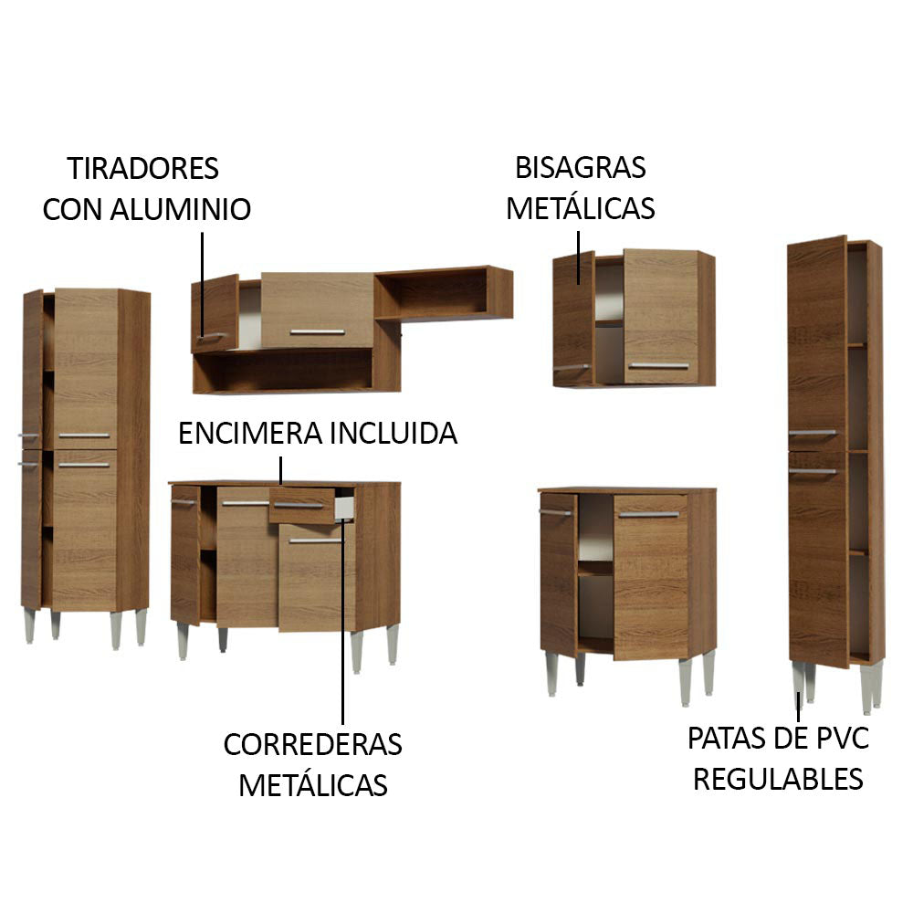 Cocina Integral Emilly Joy 3.25 Metros Marrón