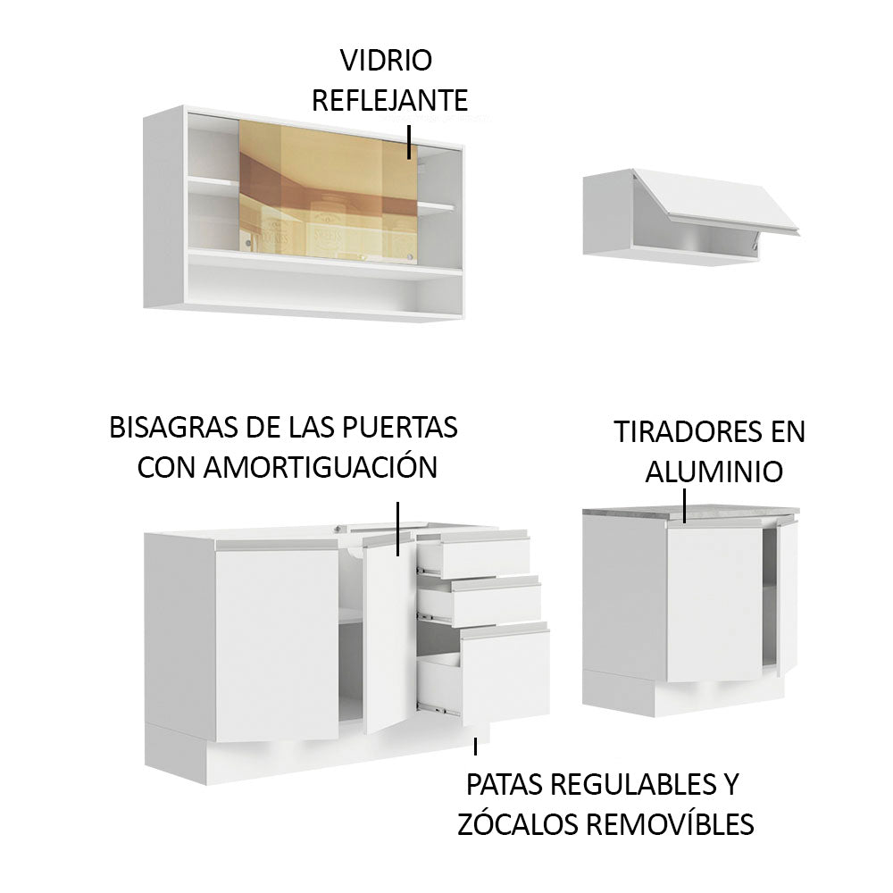 Cocina Integral Glamy 2.00 Metros Blanco 03