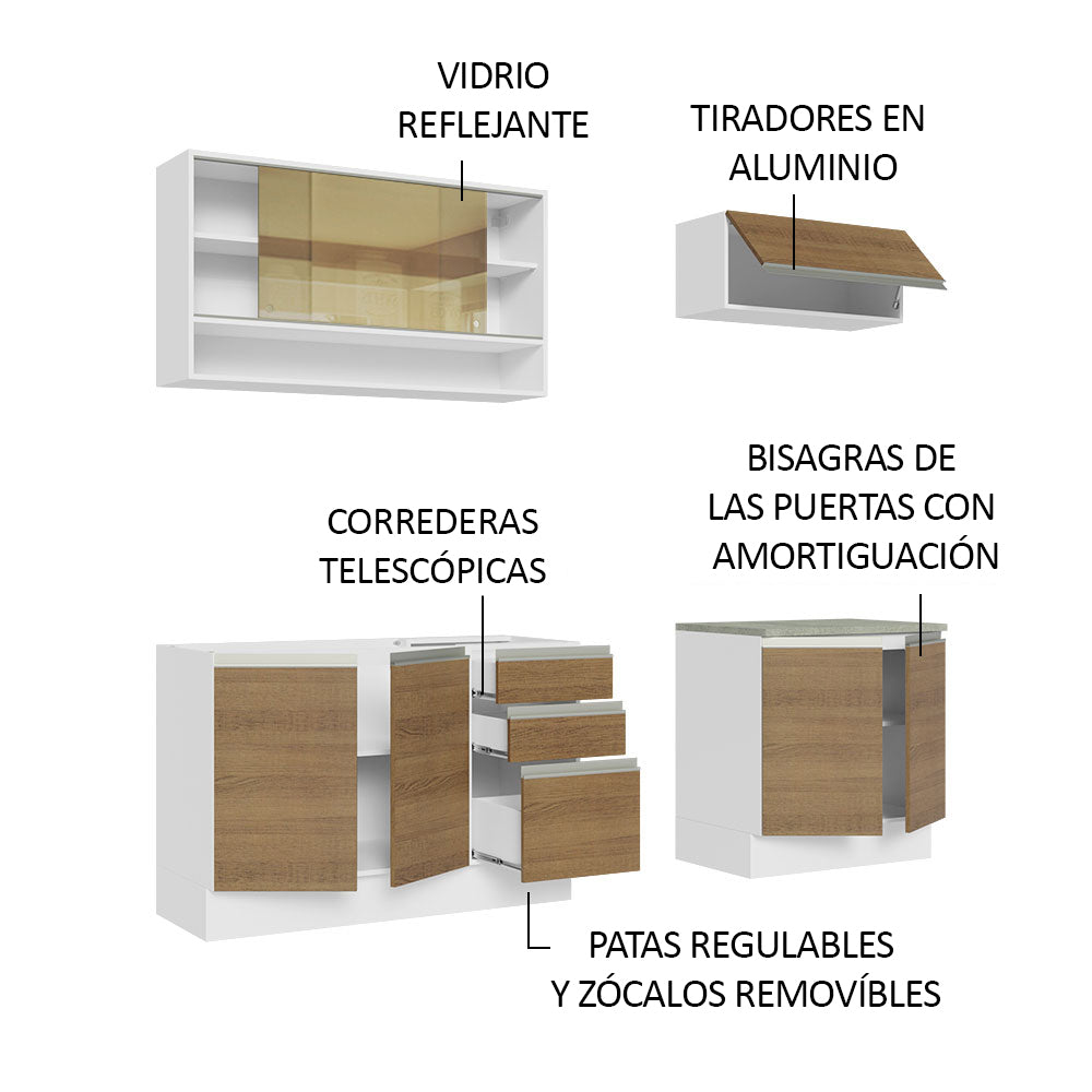 Cocina Integral Glamy 2.00 Metros Blanco/Marrón 03