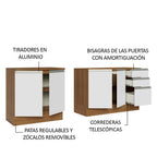Kit 2 Muebles de Cocina Bajo Glamy 2.00 Metros Marrón/Blanco