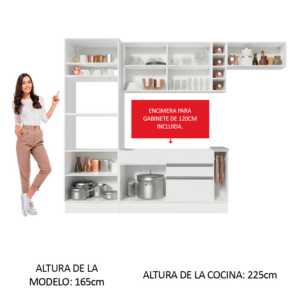 Cocina Integral Safira 2.90 m con Encimera 14 Blanco