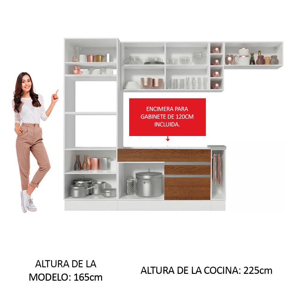 Cocina Integral Safira 2.90 m con Encimera 14 Blanco/Marrón