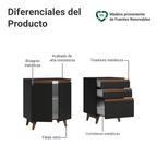 Kit 2 Muebles de Cocina Bajos Reims 1.30 m con Encimera Negro