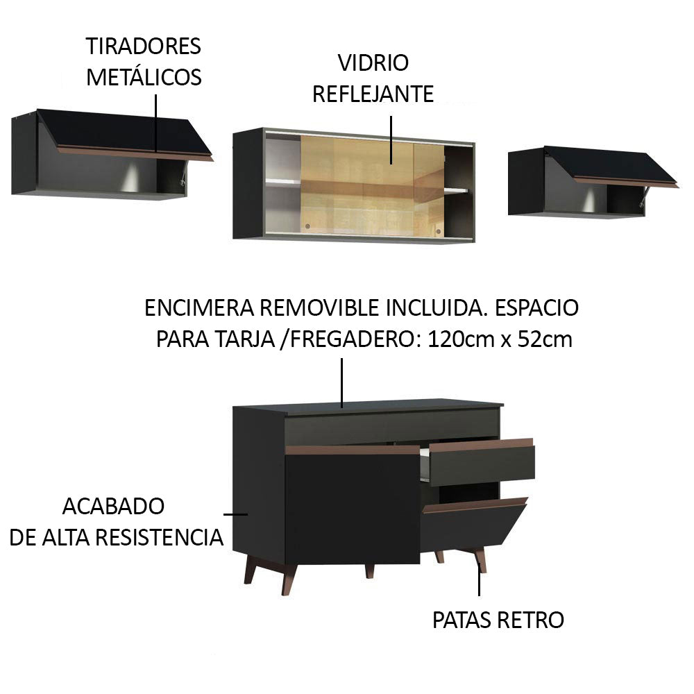 Cocina Integral Reims 2.60 m con Encimera Negro 03