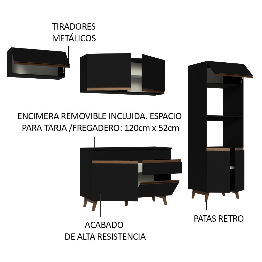 Cocina Integral Reims 2.60 m con Encimera Negro 08