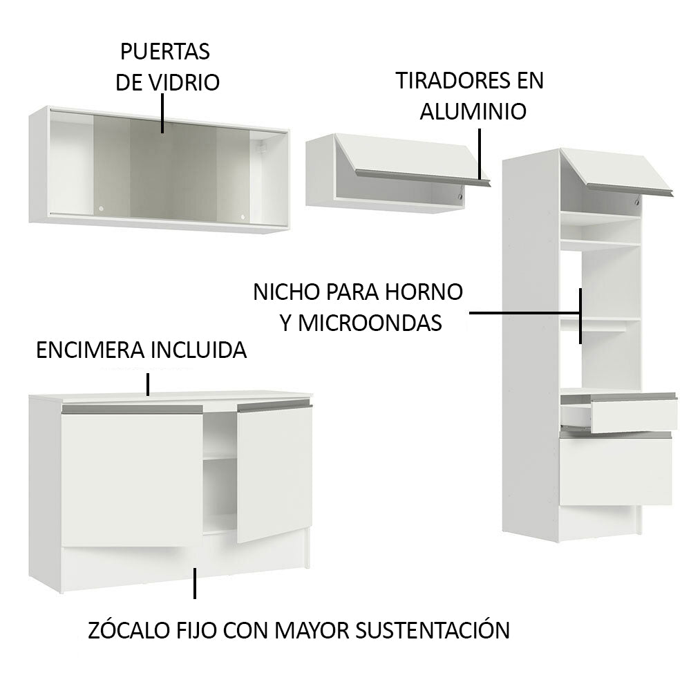 Cocina Integral Topazio 2.60 m con Encimera Blanco