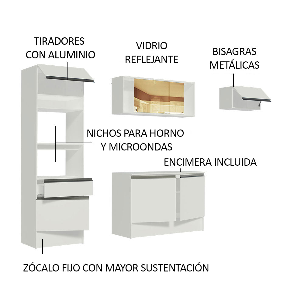 Cocina Integral Diamante 2.40 m con Encimera Blanco 02