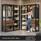 Clóset Modulado Abierto Valencia 4 Cajones 14 Niveles 180 cm x 258 cm x 45 cm Marrón/Negro 04