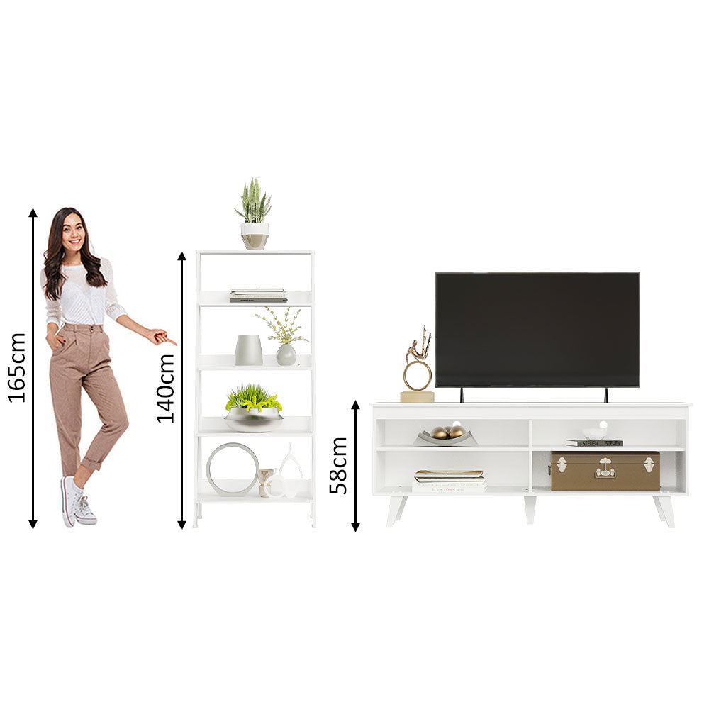 Centro de Entretenimiento para TV Udine + Mueble Estante Librero