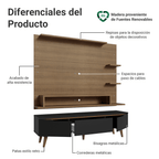 Centro de Entretenimiento para TV Reims Mesa y Panel Hasta 60 Pulgadas Marrón/Negro