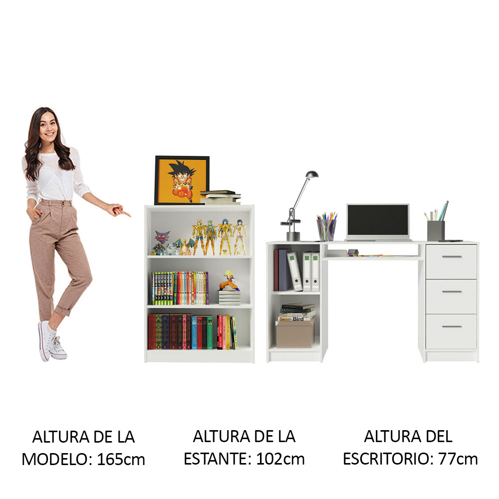 Escritorio de Oficina Alaska + Mueble Estante Librero