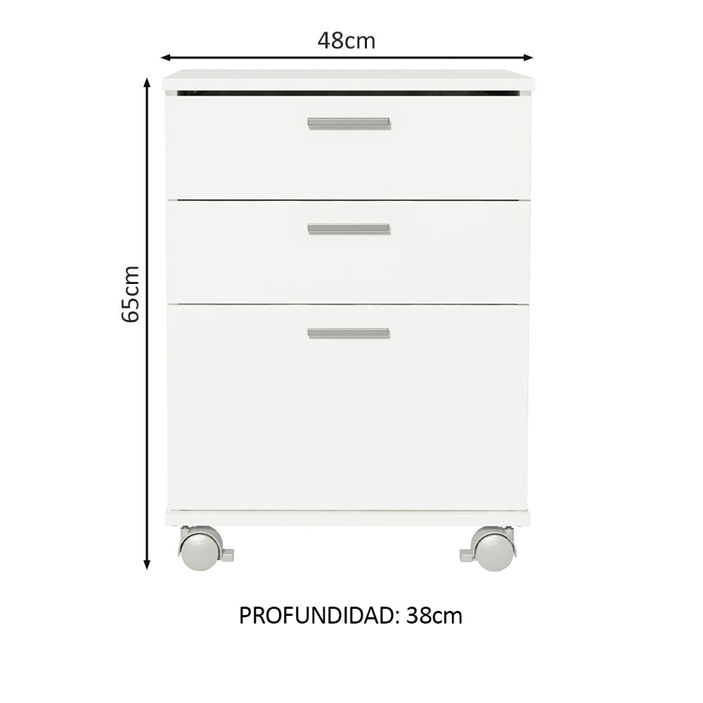 Escritorio de Oficina Industrial y Cajonera Madesa GrisBlanco