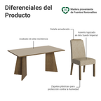 Juego de Comedor Évora con 4 Sillas Marrón/Crema/Imperial