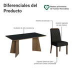 Juego de Comedor Tulum con 4 Sillas Marrón/Negro/Oxford