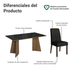Juego de Comedor Sintra con 6 Sillas - Tablero de Madera y Cristal Marrón/Negro/Oxford