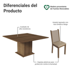 Juego de Comedor Marisa con 8 Sillas Marrón/Crema/Beige