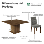 Juego de Comedor Leila con 8 Sillas Marrón/Plateado