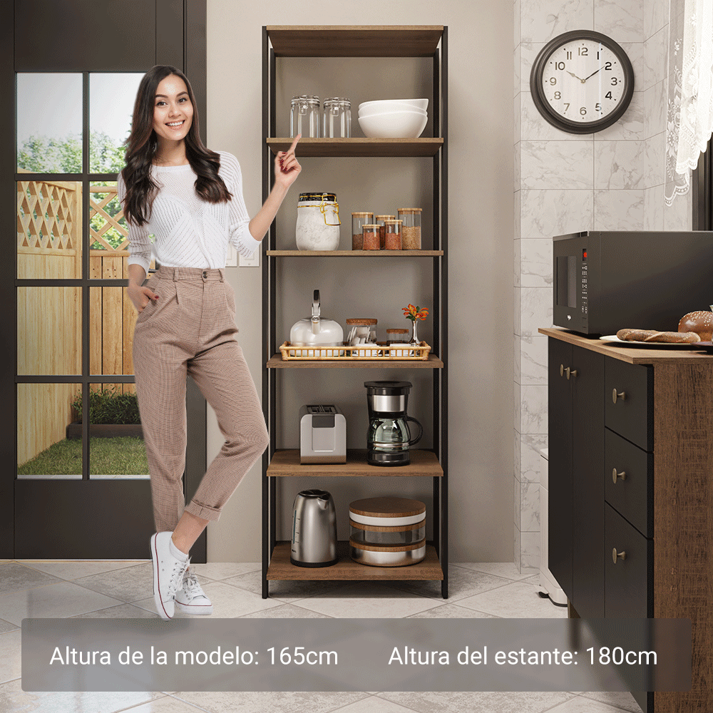 Armario Estante Organizador Multiuso Madesa con 5 Niveles 59 cm Marrón/Negro