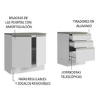 Kit 2 Muebles para Baño 140 cm 2 Puertas 3 Cajones con Encimeras