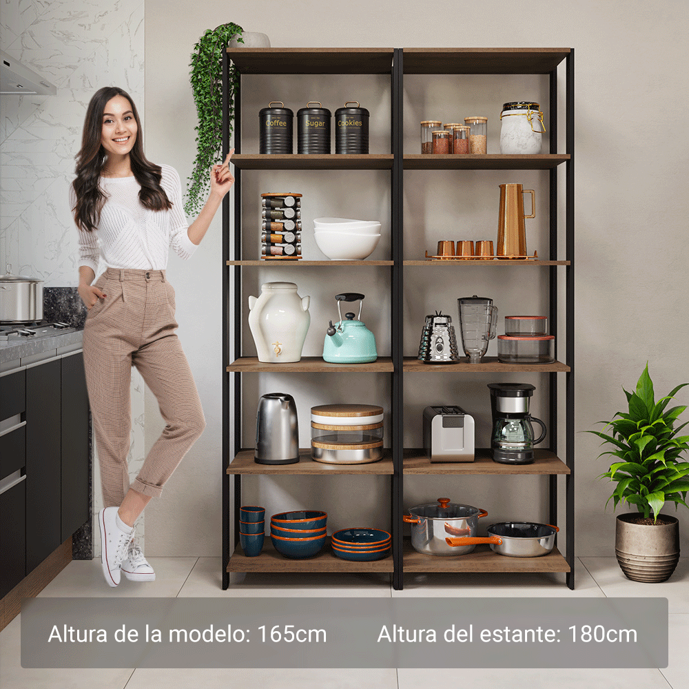 Armario Estante Organizador Multiuso Madesa con 10 Niveles 118 cm Marrón/Negro
