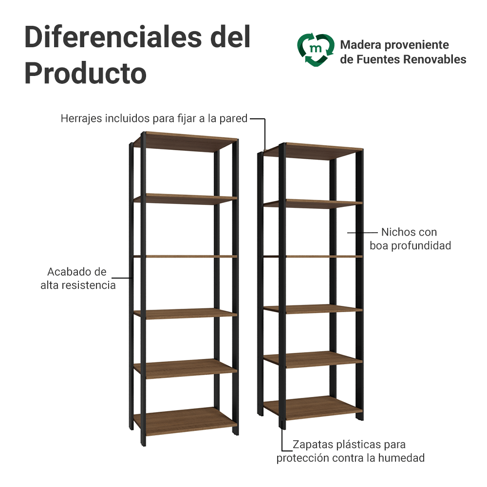 Estante Organizador Multiuso Madesa de 10 Repisas 118 cm Marrón/Negro