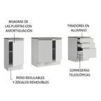 Kit 3 Muebles para Baño 180 cm 3 Puertas 3 Cajones con Encimeras