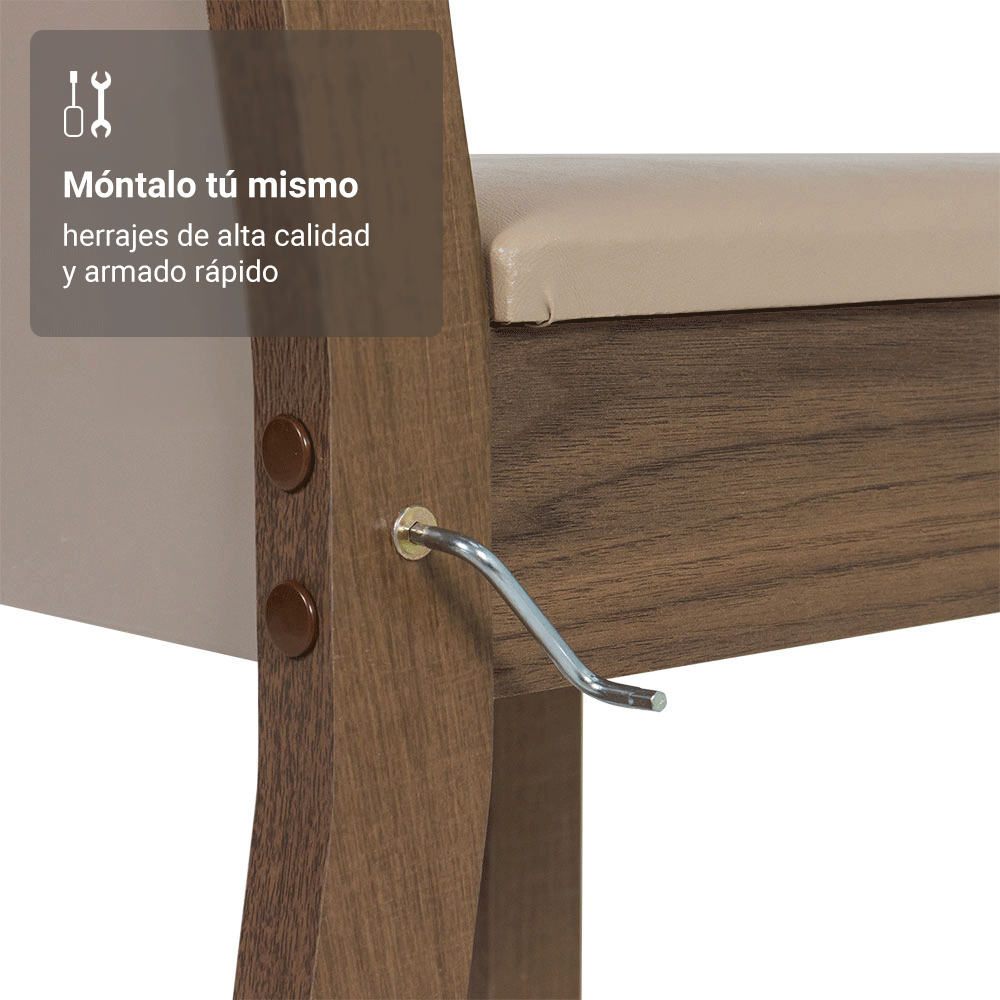 Juego de Comedor Panamá con 8 Sillas Marrón/Crema/Sintético Beige