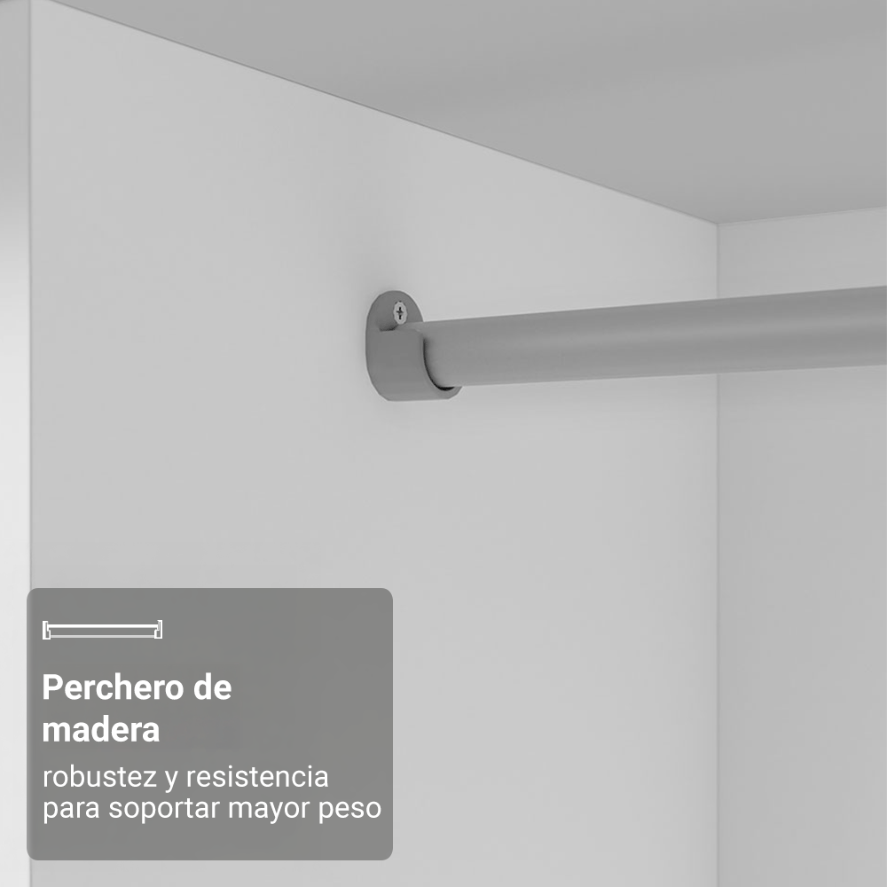 Clóset Luke con Patas 2 Puertas Corredizas 2 Cajones Blanco 192 cm x 120 cm x 53 cm