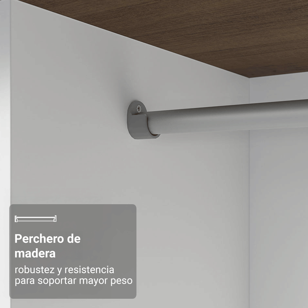 Clóset Luke con Patas 2 Puertas Corredizas 1 Espejo Marrón 192 cm x 120 cm x 53 cm