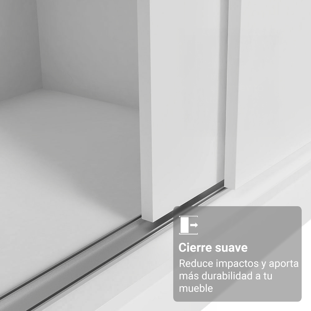 Clóset Reno 3 Puertas Corredizas 1 Espejo Blanco 180 cm x 205 cm x 54 cm