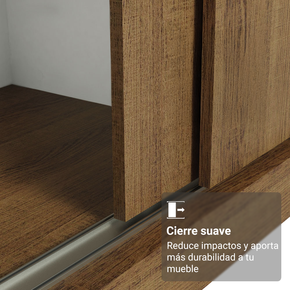 Clóset Reno 3 Puertas Corredizas 1 Espejo Marrón 180 cm x 205 cm x 54 cm