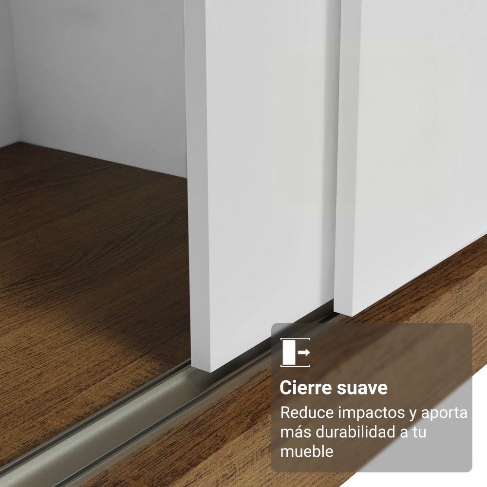 Clóset Reno 3 Puertas Corredizas 4 Cajones Marrón/Blanco 180 cm x 205 cm x 54 cm