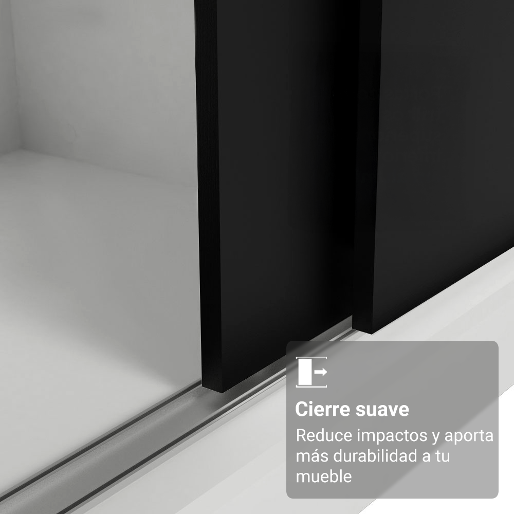 Clóset Reno 3 Puertas Corredizas 1 Espejo Blanco/Negro 180 cm x 205 cm x 54 cm