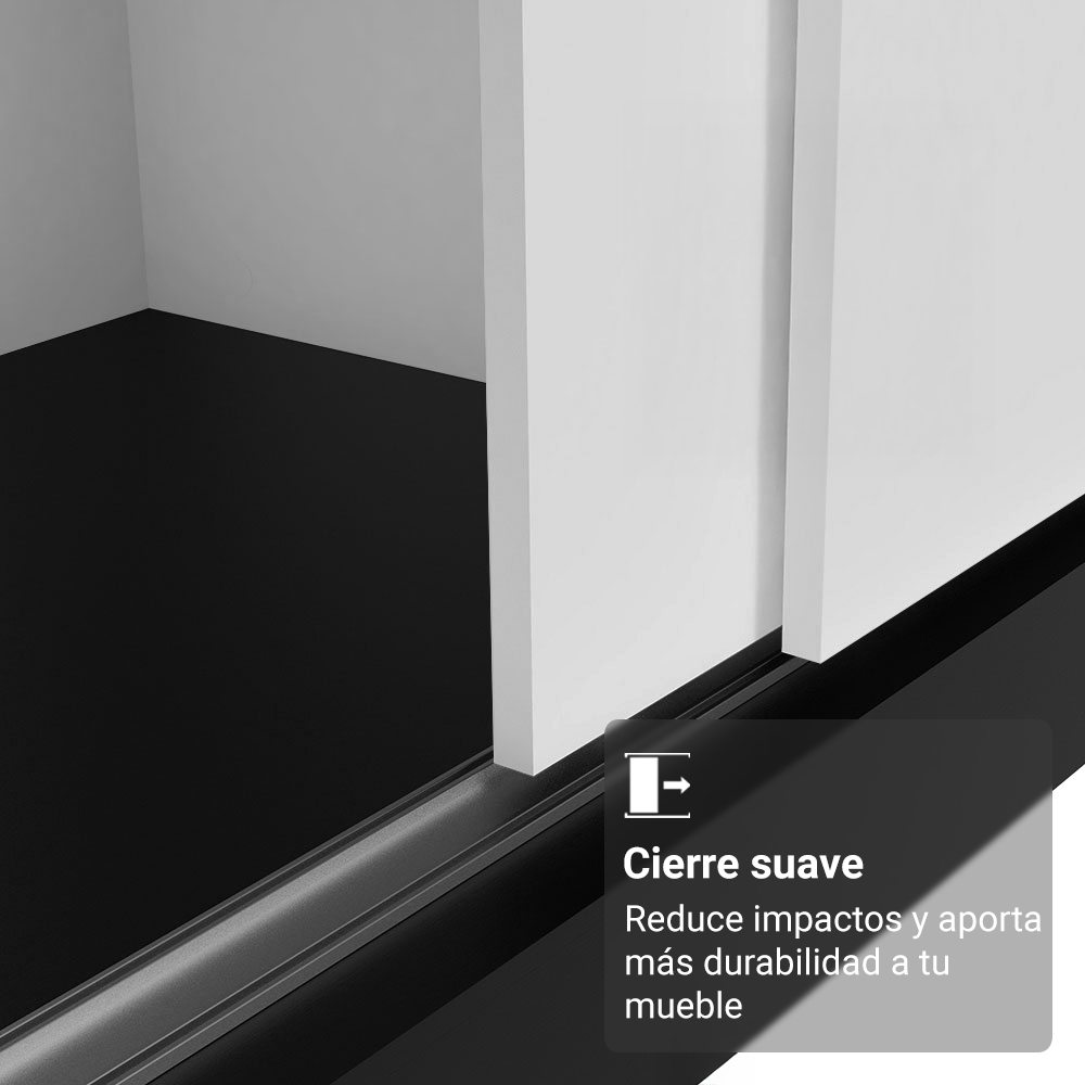 Clóset Reno 3 Puertas Corredizas con Espejos Negro/Blanco 180 cm x 205 cm x 54 cm