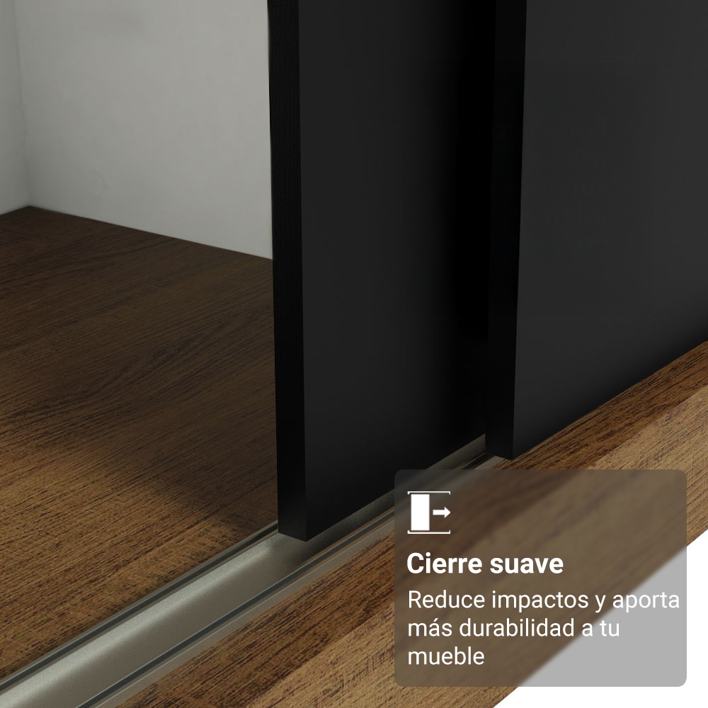 Clóset Reno 3 Puertas Corredizas 4 Cajones Marrón/Negro 180 cm x 205 cm x 54 cm
