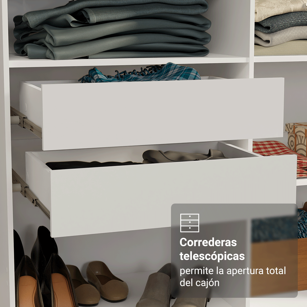 Closet Venus 4 Cajones 2 Barrales 12 Nichos Blanco