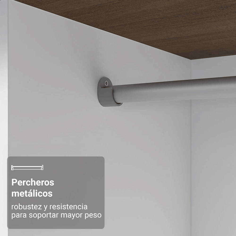Closet Max 2 Puertas Corredizas 1 Espejo Marrón 183 cm x 119 cm x 54 cm