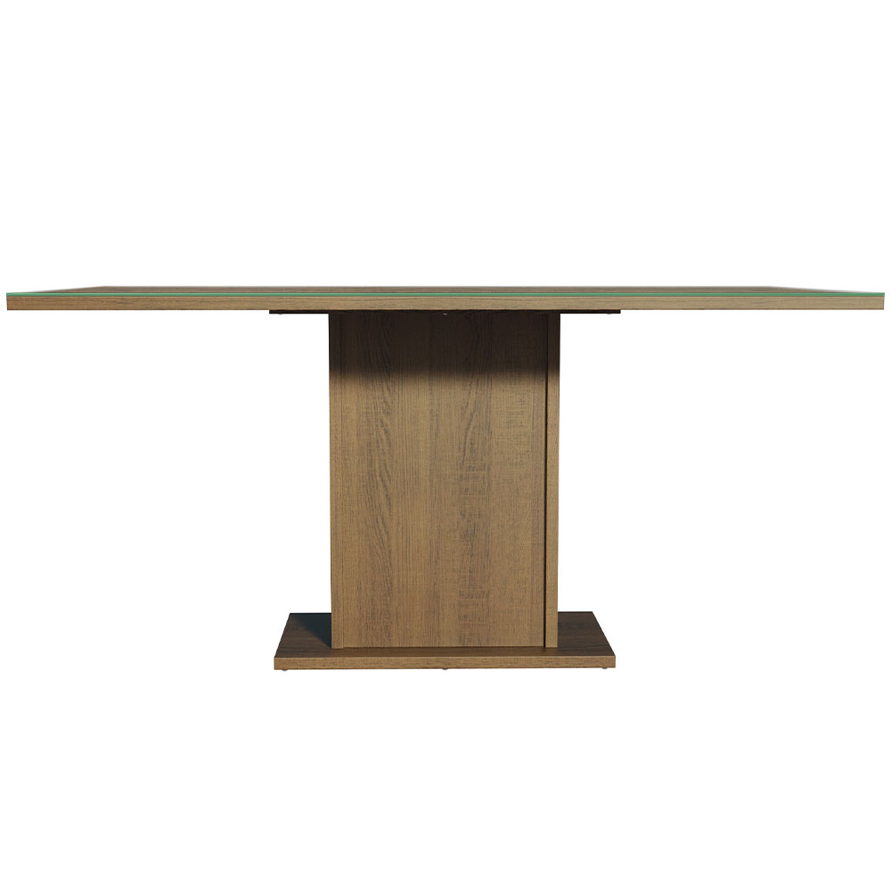 Mesa de Comedor Rectangular 6 Puestos con Tablero de Madera y Cristal Marrón