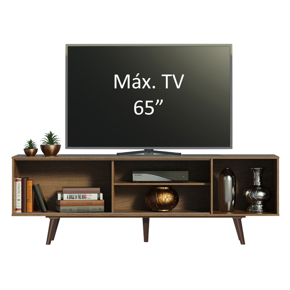 Centro de Entretenimiento Mesa para TV Dubai Hasta 65 Pulgadas Marrón/Negro (Patas Marrón)