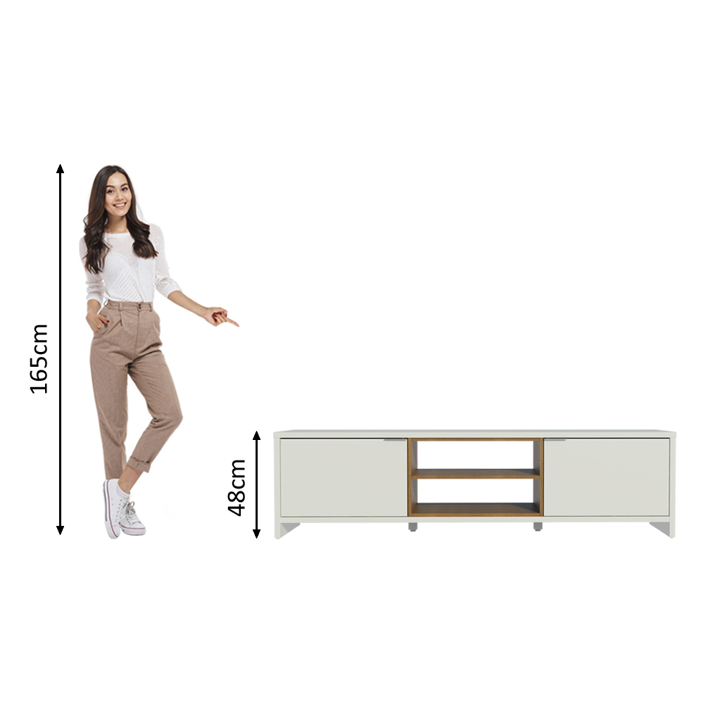 Centro de Entretenimiento Mesa para TV Linz Hasta 80 Pulgadas Blanco/Marrón