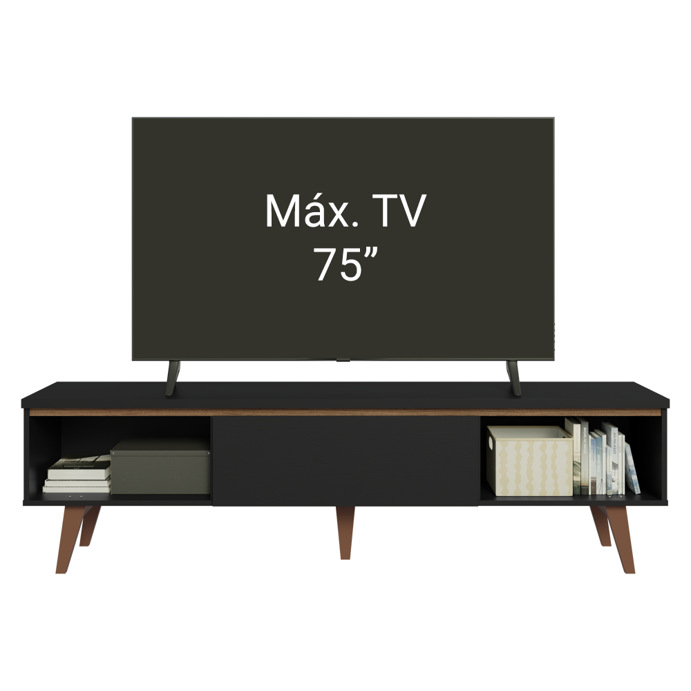 Centro de Entretenimiento Mesa para TV Reims Hasta 75 Pulgadas Negro