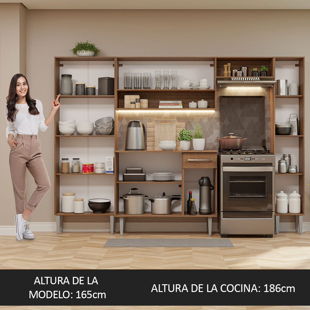 Cocina Integral Emilly Hit 2.60 Metros Marrón/Blanco