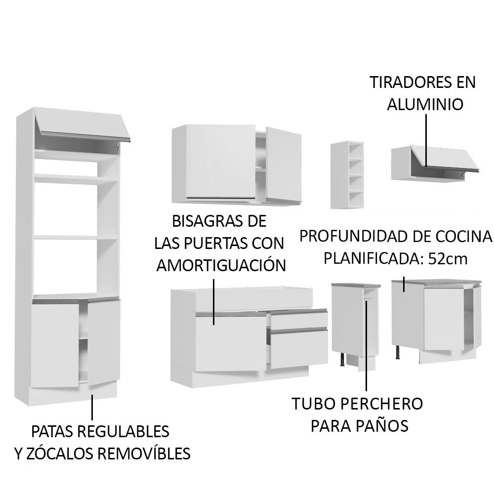 Cocina Integral Vicenza 2.90 Metros Blanco
