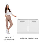 Mueble de Cocina Bajo Agata 1.20 m 2 Puertas Blanco
