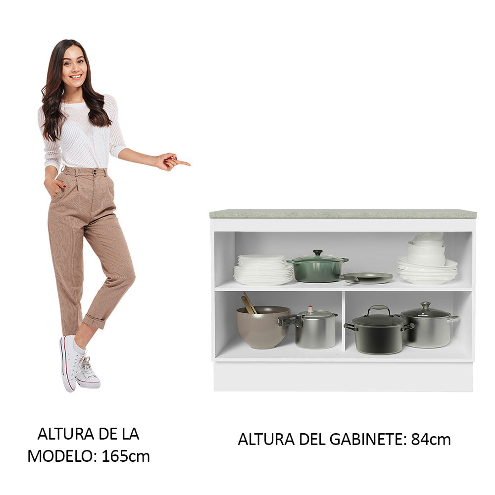 Mueble de Cocina Bajo Agata 1.20 m 2 Puertas con Encimera Blanco