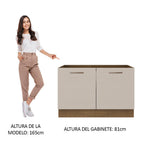 Gabinete Bajo de Lavaplatos 120cm 1 Puerta 2 Cajones Marrón/Crema (Sin Mesón y Sin Lavaplatos) Agata