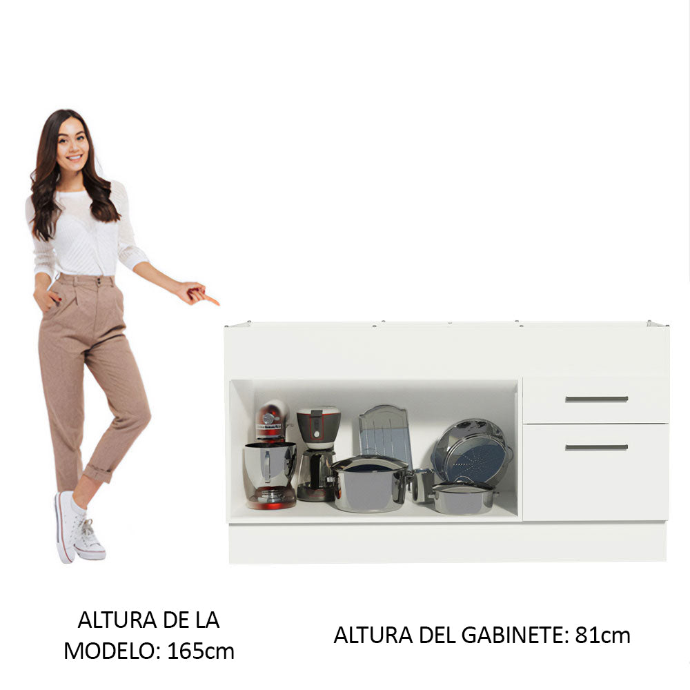 Mueble de Cocina Bajo Agata 1.50 m 2 Puertas 2 Cajones Blanco