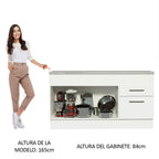 Mueble de Cocina Bajo Agata 1.50 m 2 Puertas 2 Cajones con Encimera Blanco