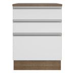 Mueble de Cocina Bajo Glamy 60 cm 3 Cajones Marrón/Blanco