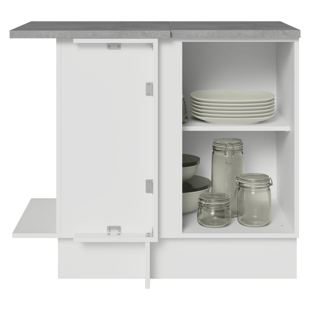 Mueble de Cocina Bajo de Esquina Agata 1 Puerta Blanco/Crema